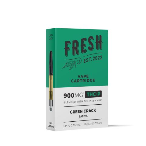 900mg THCP, D8, HHC Vape Cart - Green Crack - Sativa - 1ml - Fresh - Thumbnail 3