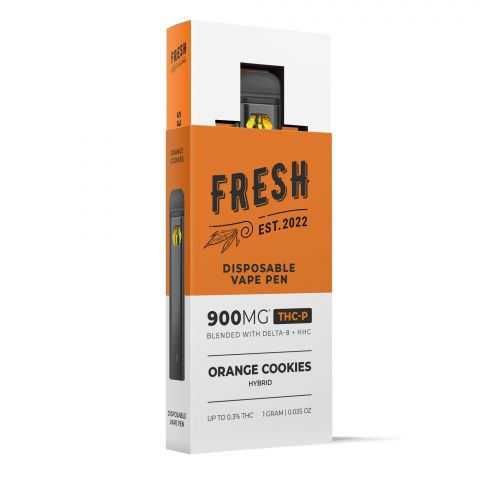 900mg THCP, D8, HHC Vape Pen - Orange Cookies - Hybrid - 1ml - Fresh - Thumbnail 2