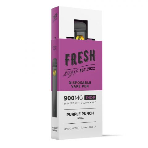 900mg THCP, D8, HHC Vape Pen - Purple Punch - Indica - 1ml - Fresh - Thumbnail 2
