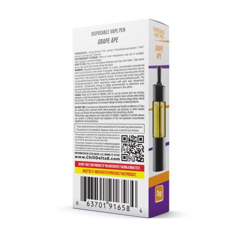 2700mg HHC Vape Pen - Grape Ape - Indica - 3ml - Chill Extreme - Thumbnail 3