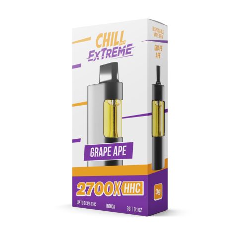 2700mg HHC Vape Pen - Grape Ape - Indica - 3ml - Chill Extreme - Thumbnail 2