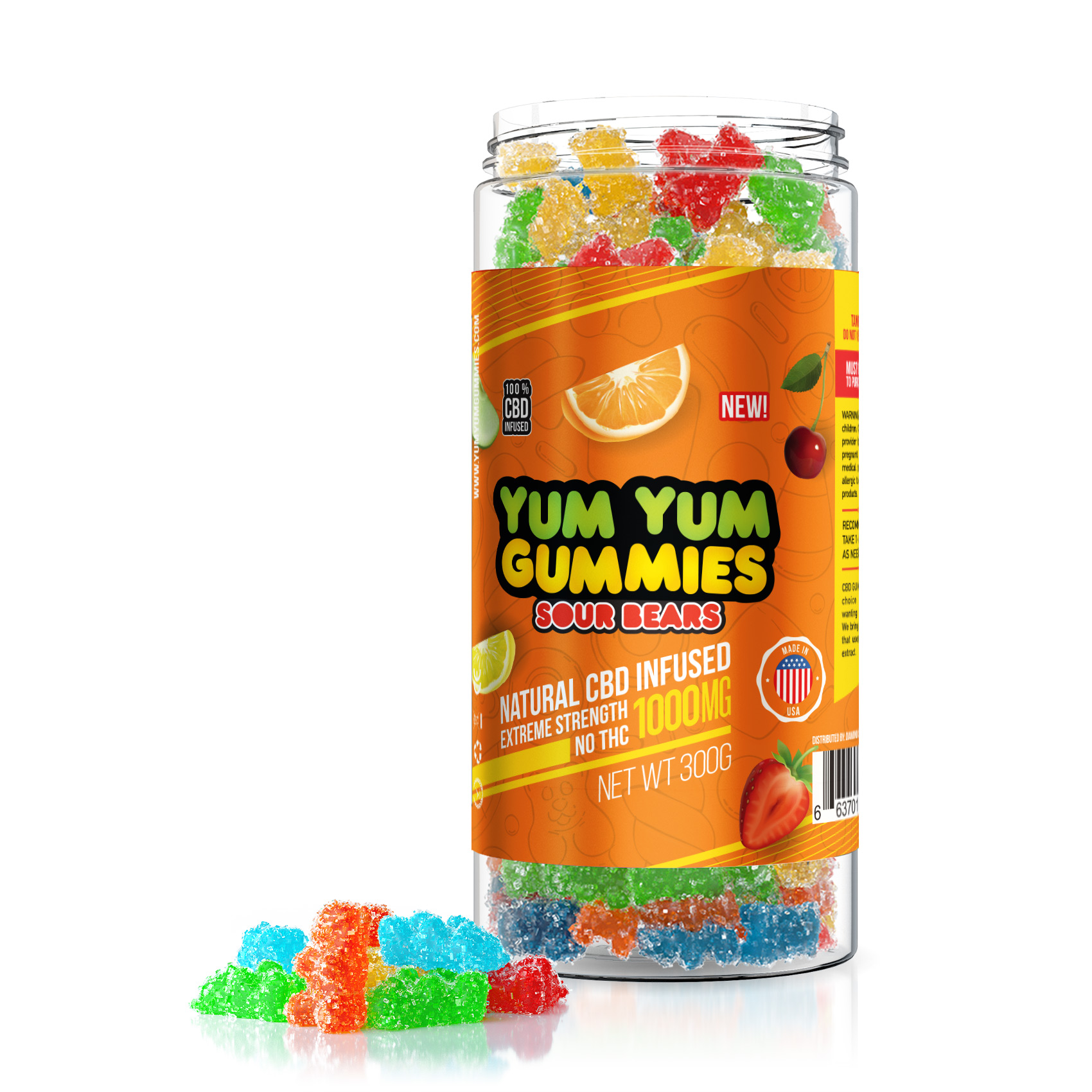 Yum Yum Gummies 1000x CBD Infused Sour Bears | CBD Edibles