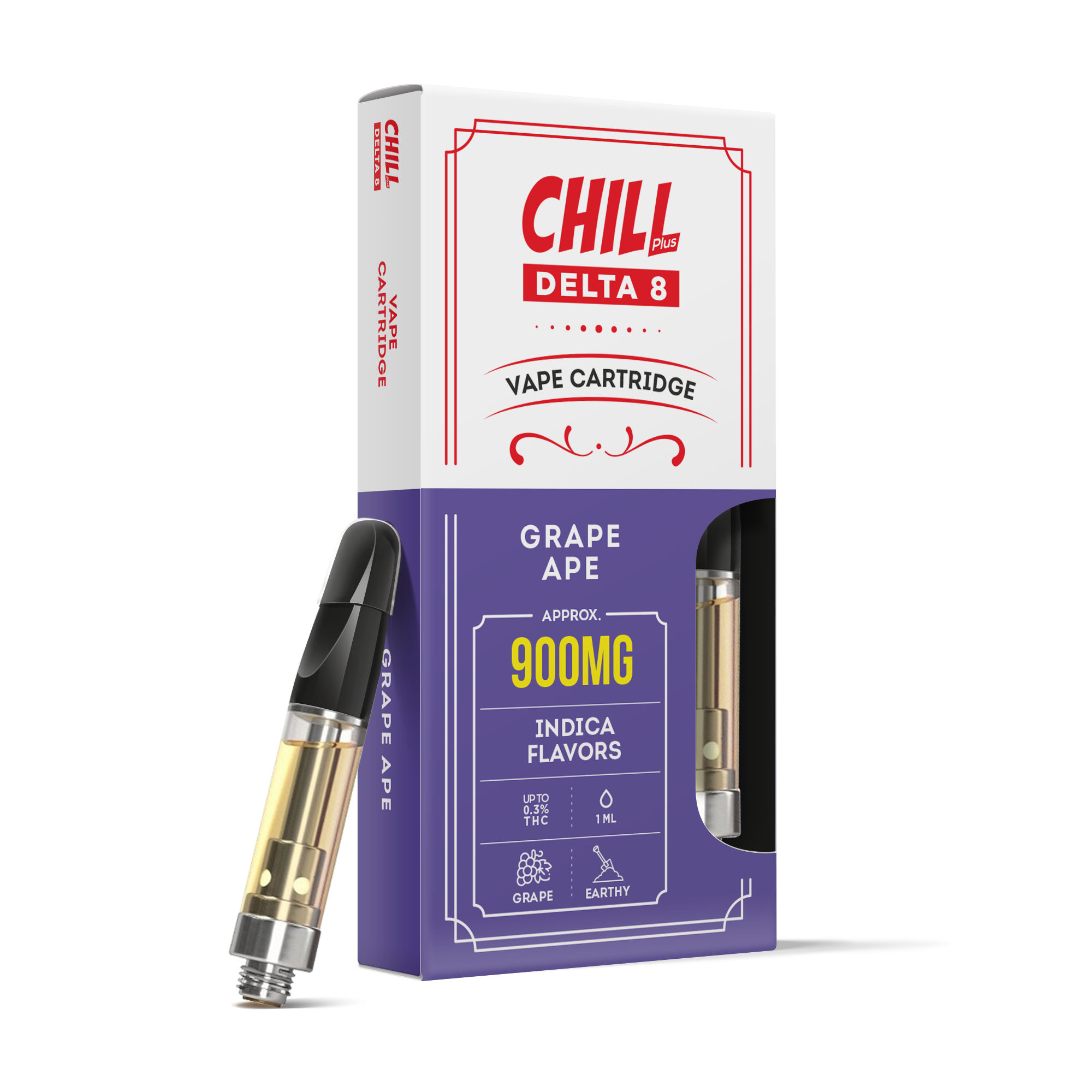 Chill Plus Delta-8 Vape Cartridge - Grape Ape - 900mg (1ml)