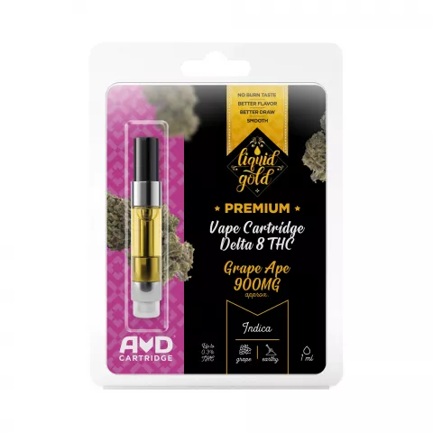 Image of Grape Ape Cartridge - Delta 8 THC - Liquid Gold - 900mg