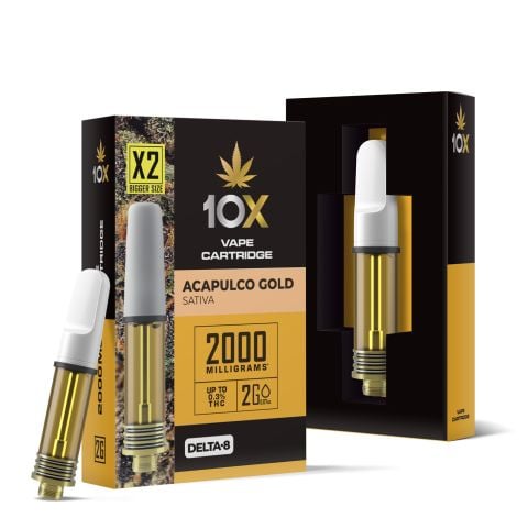 2000mg D8 Vape Cart - Acapulco Gold - Sativa - 2ml - 10X - Thumbnail 1