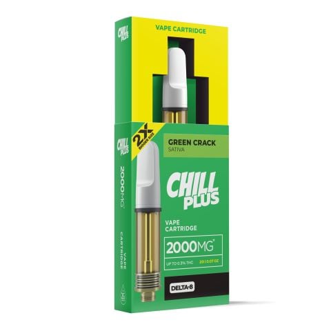 2000mg D8 Vape Cart - Green Crack - Sativa - 2ml - Chill Plus - Thumbnail 2