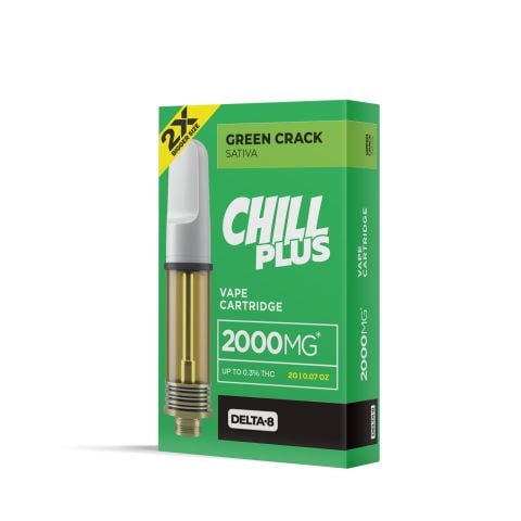 2000mg D8 Vape Cart - Green Crack - Sativa - 2ml - Chill Plus - Thumbnail 3