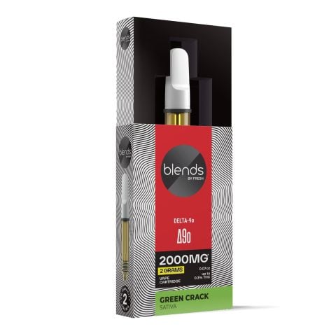 2000mg D9o Vape Cart - Green Crack - Sativa - 2ml - Blends by Fresh - Thumbnail 2