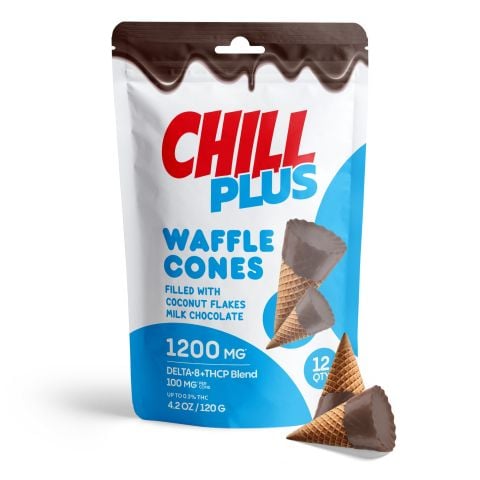 100mg Coconut Flakes + Milk Chocolate Waffle Cones - D8, THCP - Chill Plus - Thumbnail 2