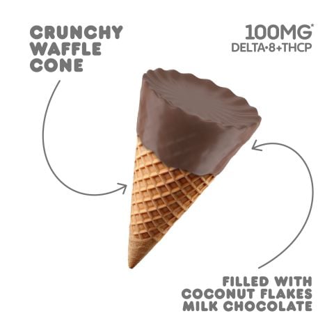 100mg Coconut Flakes + Milk Chocolate Waffle Cones - D8, THCP - Chill Plus - Thumbnail 5