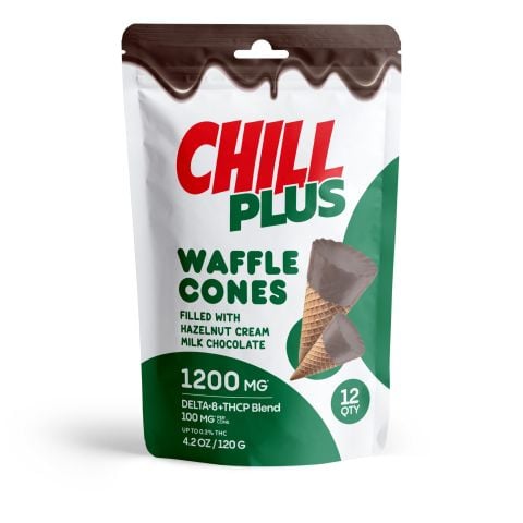 100mg Hazelnut Cream + Milk Chocolate Waffle Cones - D8, THCP, Chill Plus - Thumbnail 1