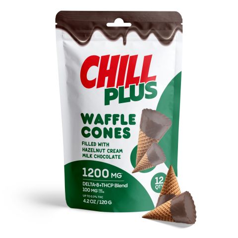 100mg Hazelnut Cream + Milk Chocolate Waffle Cones - D8, THCP, Chill Plus - Thumbnail 5