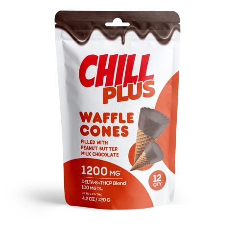 100mg Peanut Butter + Milk Chocolate Waffle Cones - D8, THCP - Chill Plus - Thumbnail 1