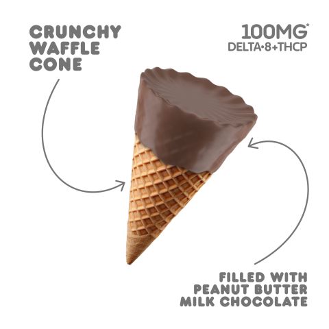 100mg Peanut Butter + Milk Chocolate Waffle Cones - D8, THCP - Chill Plus - Thumbnail 3