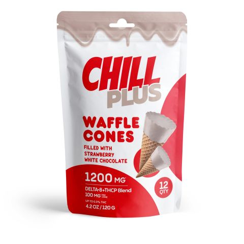 100mg Strawberry + White Chocolate Waffle Cones - D8, THCP - Chill Plus - Thumbnail 1