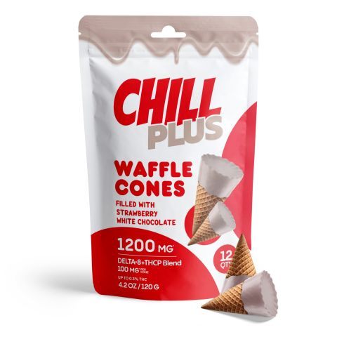 100mg Strawberry + White Chocolate Waffle Cones - D8, THCP - Chill Plus - Thumbnail 3