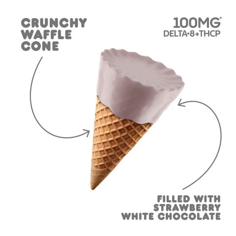 100mg Strawberry + White Chocolate Waffle Cones - D8, THCP - Chill Plus - Thumbnail 4